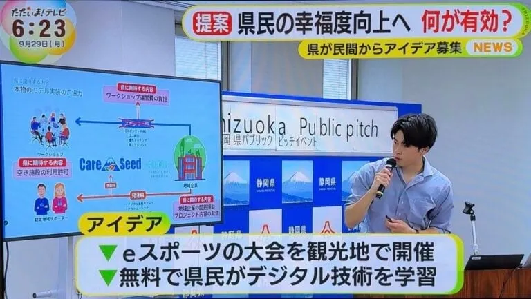 静岡朝日テレビ「ただいまテレビ」で紹介された発表の様子